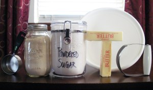 Crust ingredients and tools.